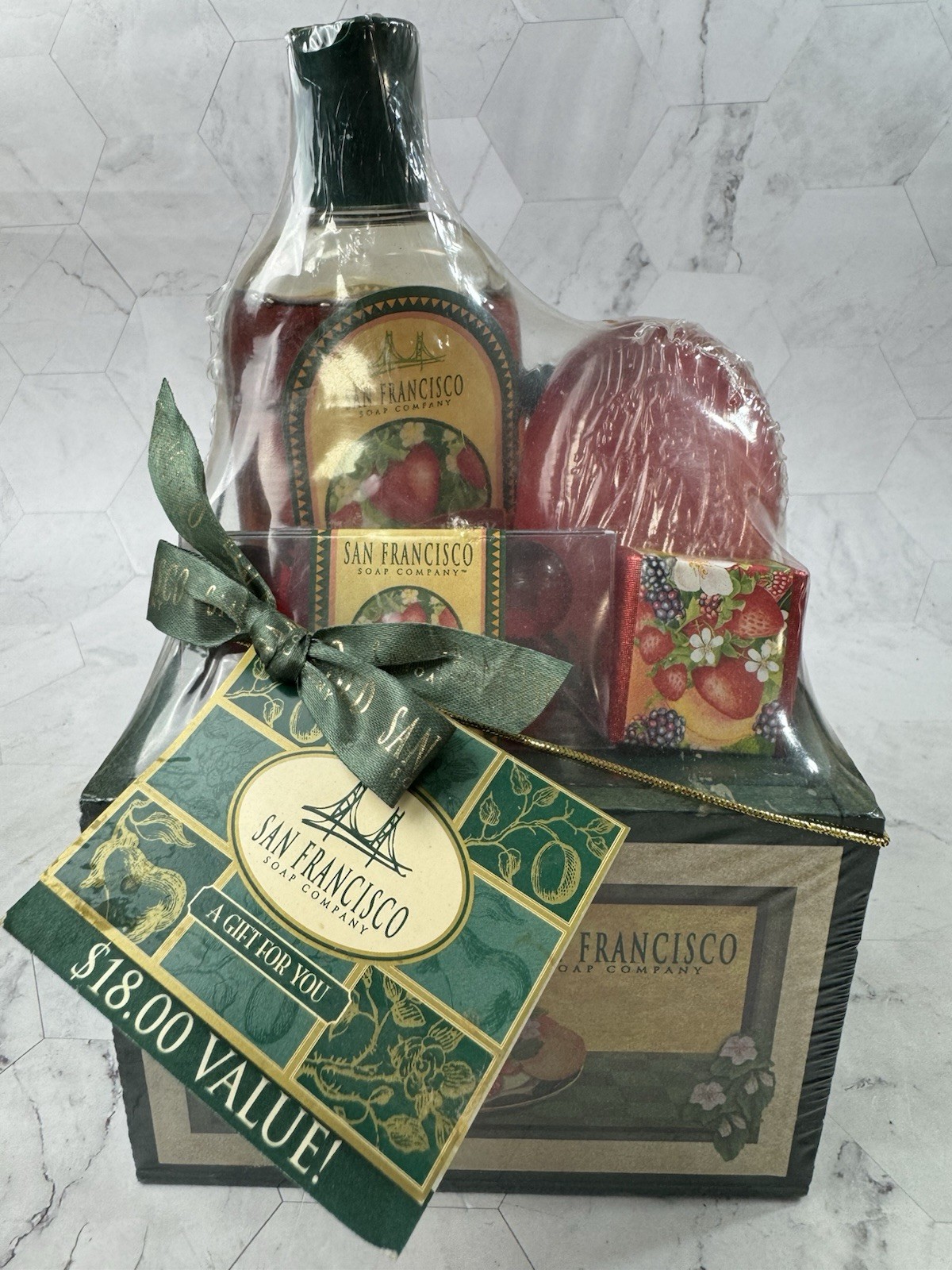 San Francisco Soap Company Gift Basket WILD STRAWBERRY Bath Shower Oil Pearls
