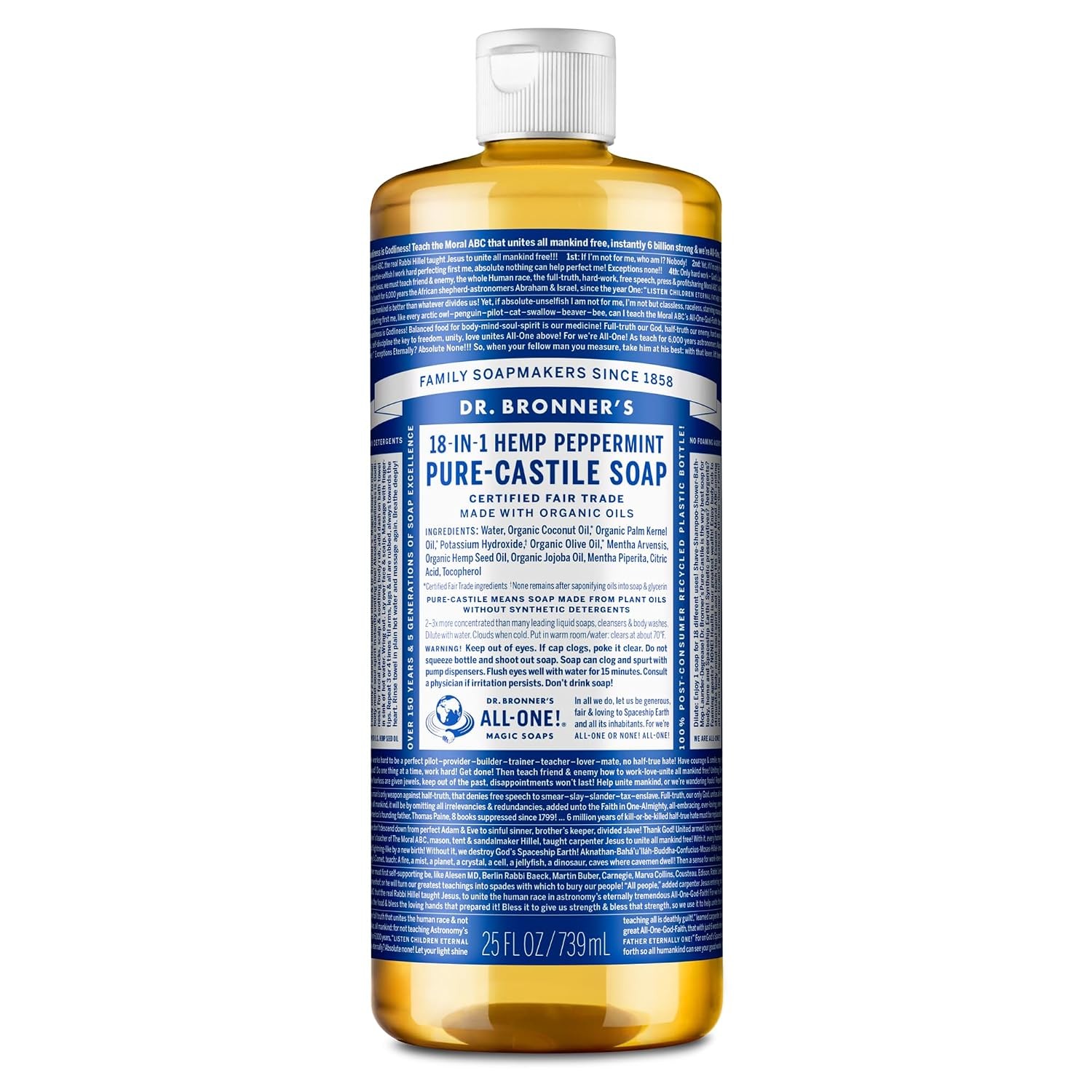 Pure-Castile Magic Liquid Soap- Made with Regenerative Organic Oils- for Body, F