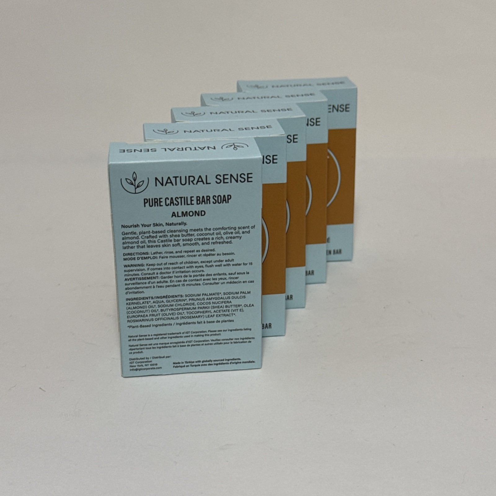 Natural Sense Pure Castile Almond Bar Soap Plant Based 5 oz (141g) ~ 5 Pack