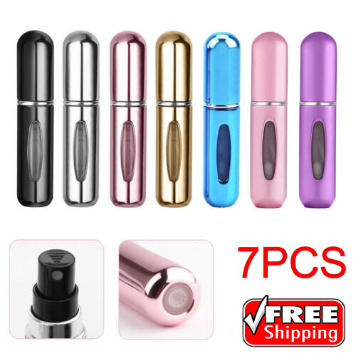 7 PCS Mini Perfume Atomizer Bottle Portable Spray Pump Case Refillable Travel