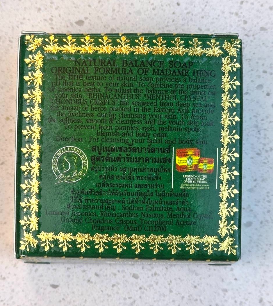 Madame Heng Natural Balance Soap Gift Set 6 Bars 50g Rose Mint Wood Thailand