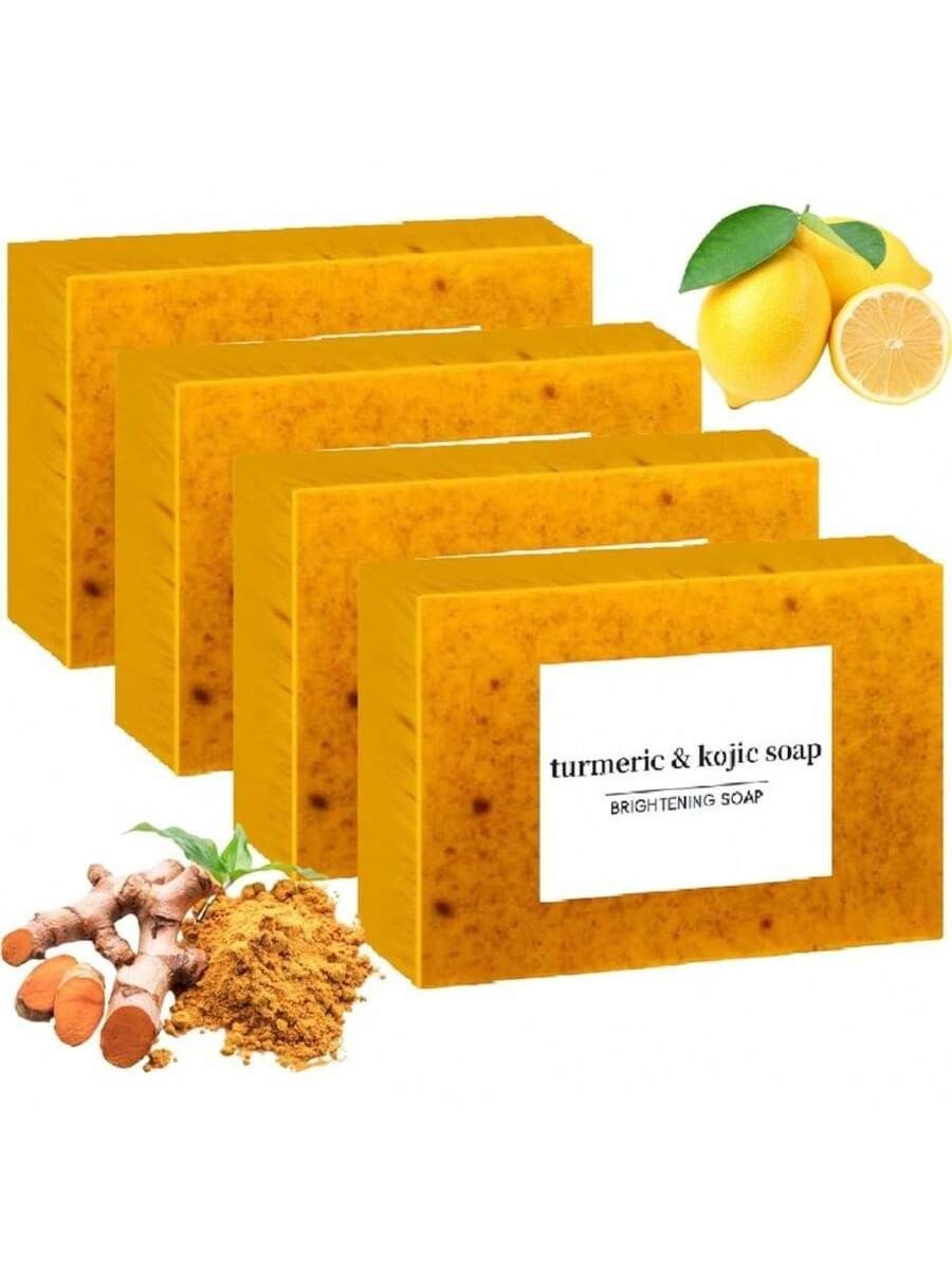 6PC Lemon Turmeric Kojic Acid Soap Dark Spot Whitening Turmer Turmeric Skin