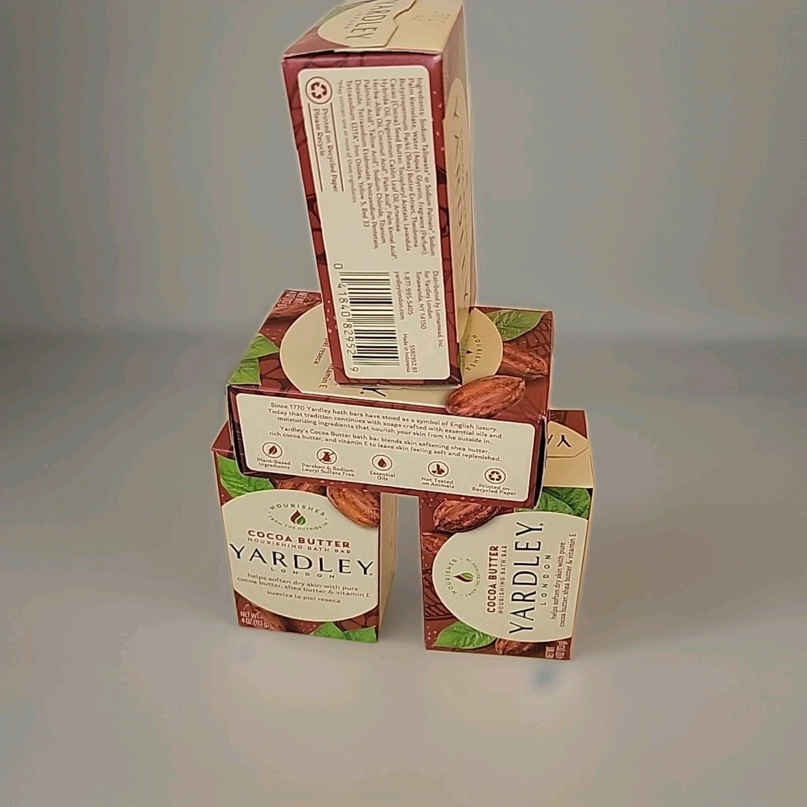Yardley London Cocoa Butter Soap Set of 4 NIB Smell Luxury Creamy Smooth