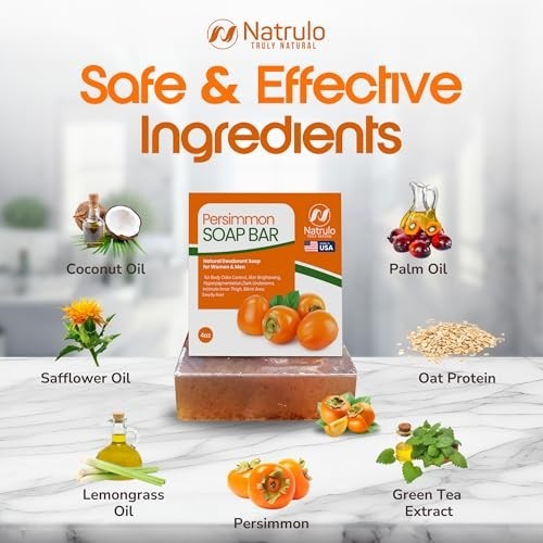 Natrulo Persimmon Soap Bar for Body Odor Control Â Purifying Deodorizing Body