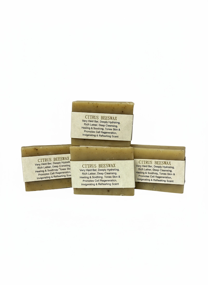 Handmade Citrus Beeswax Bar Soap (Very Hard Bar, Essential Oils), Great Lather!