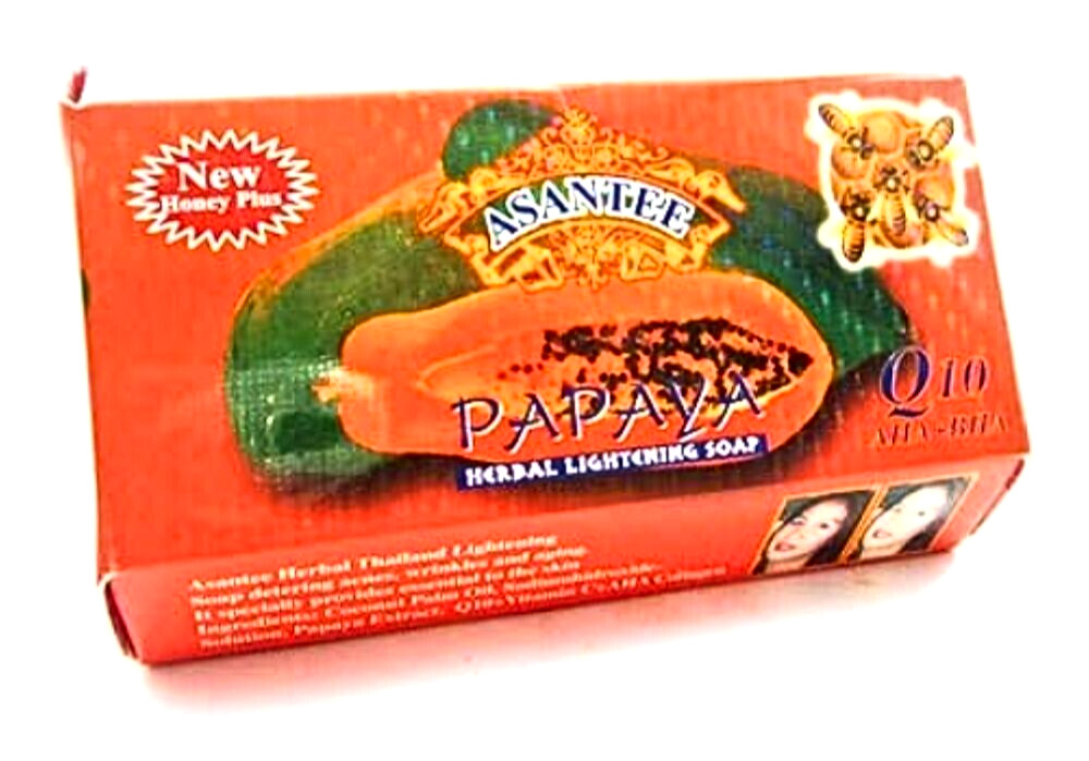 Asantee papaya soap honey herbal lightening thai extra bars face body 125g x 6