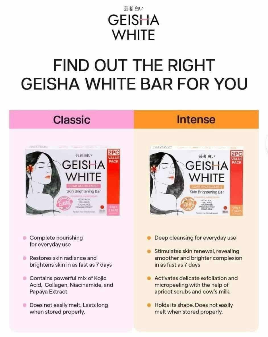 Geisha White Bundle: Intense & Classic – Scar & Blemish Bar Soap – 65g