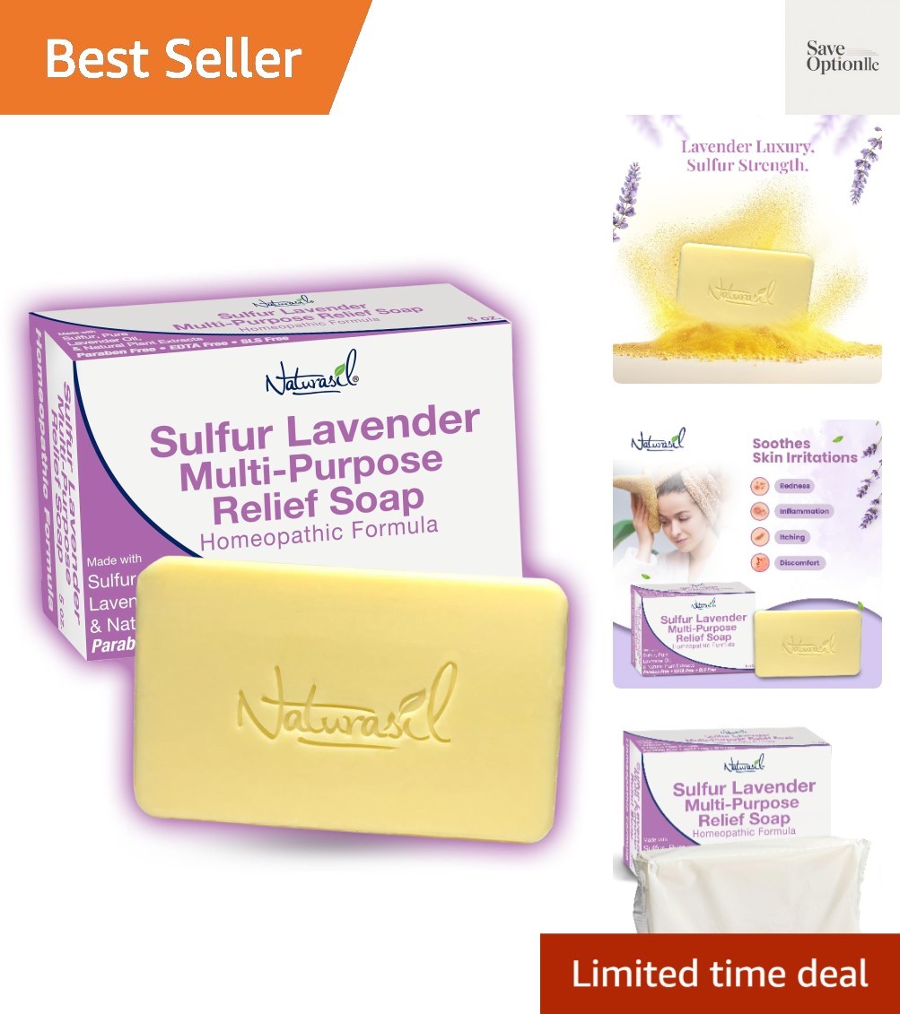 Sulfur Lavender Soap Bar Natural Skin Treatment for Acne, Bug Bites, Warts Tr…