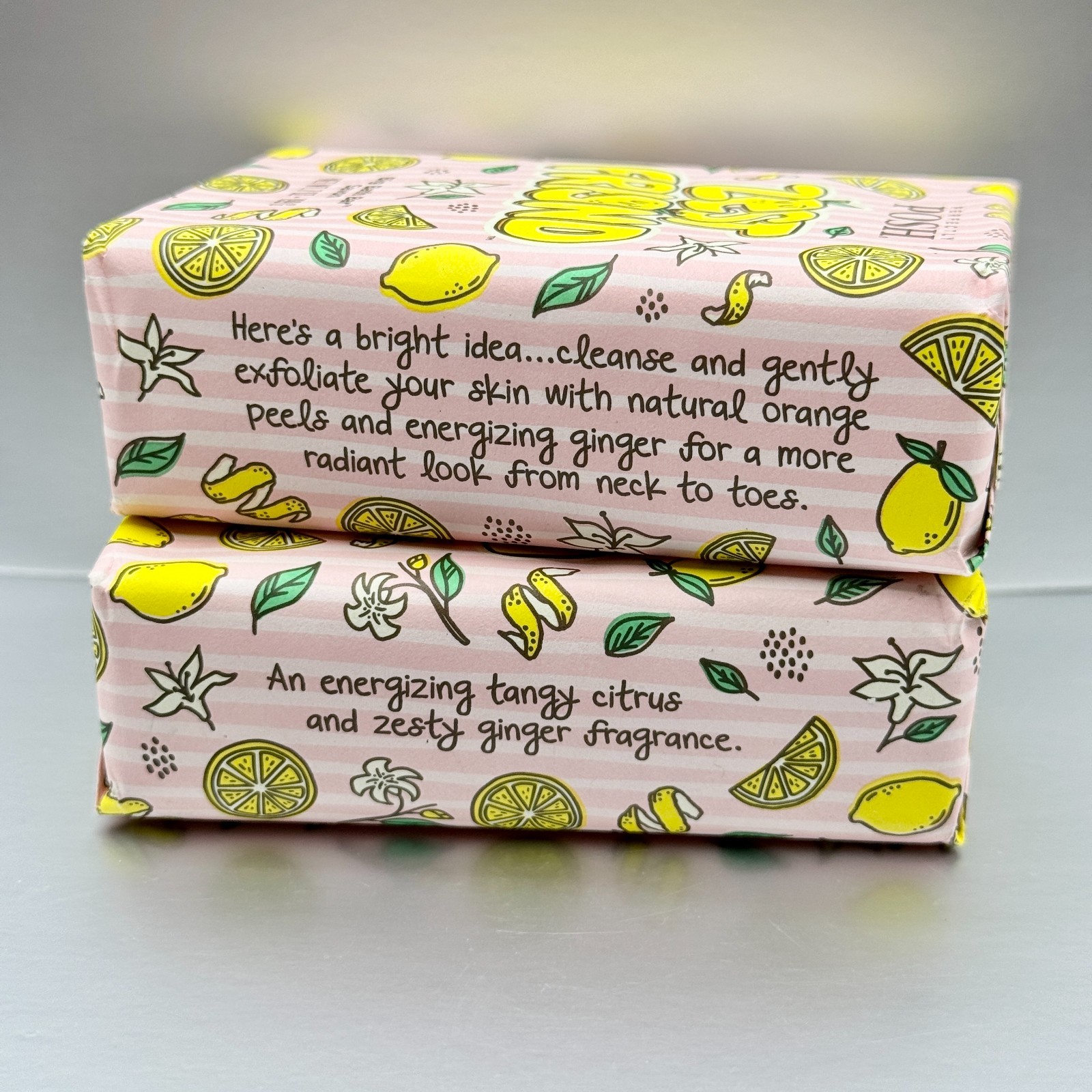 Lot of 2 Perfectly Posh ZEST FRIEND Big Bath Bar Soap *SEALED* Citrus Ginger
