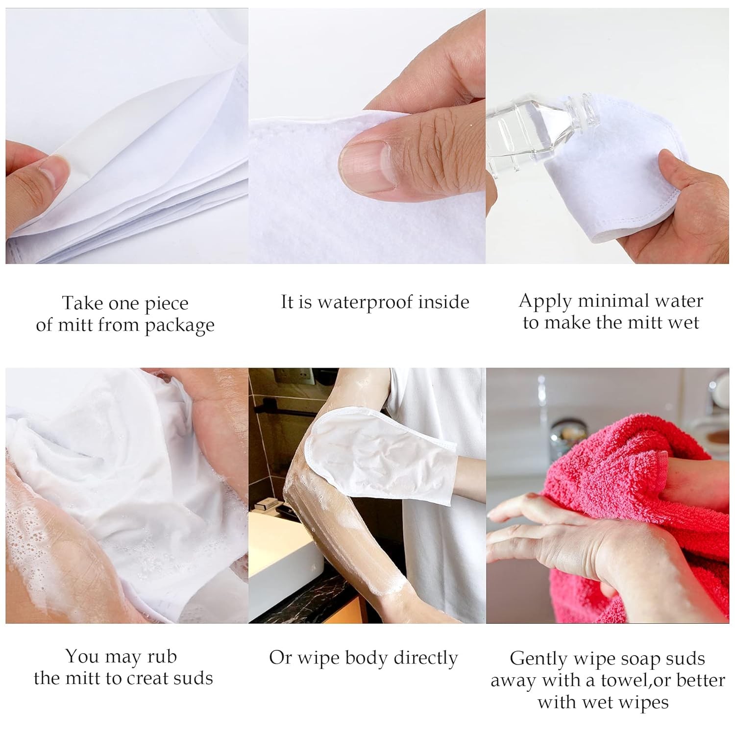 -Rinse Free Bath Wipes(25 Counts),Disposable No Rinse Body Wash,More Convenient