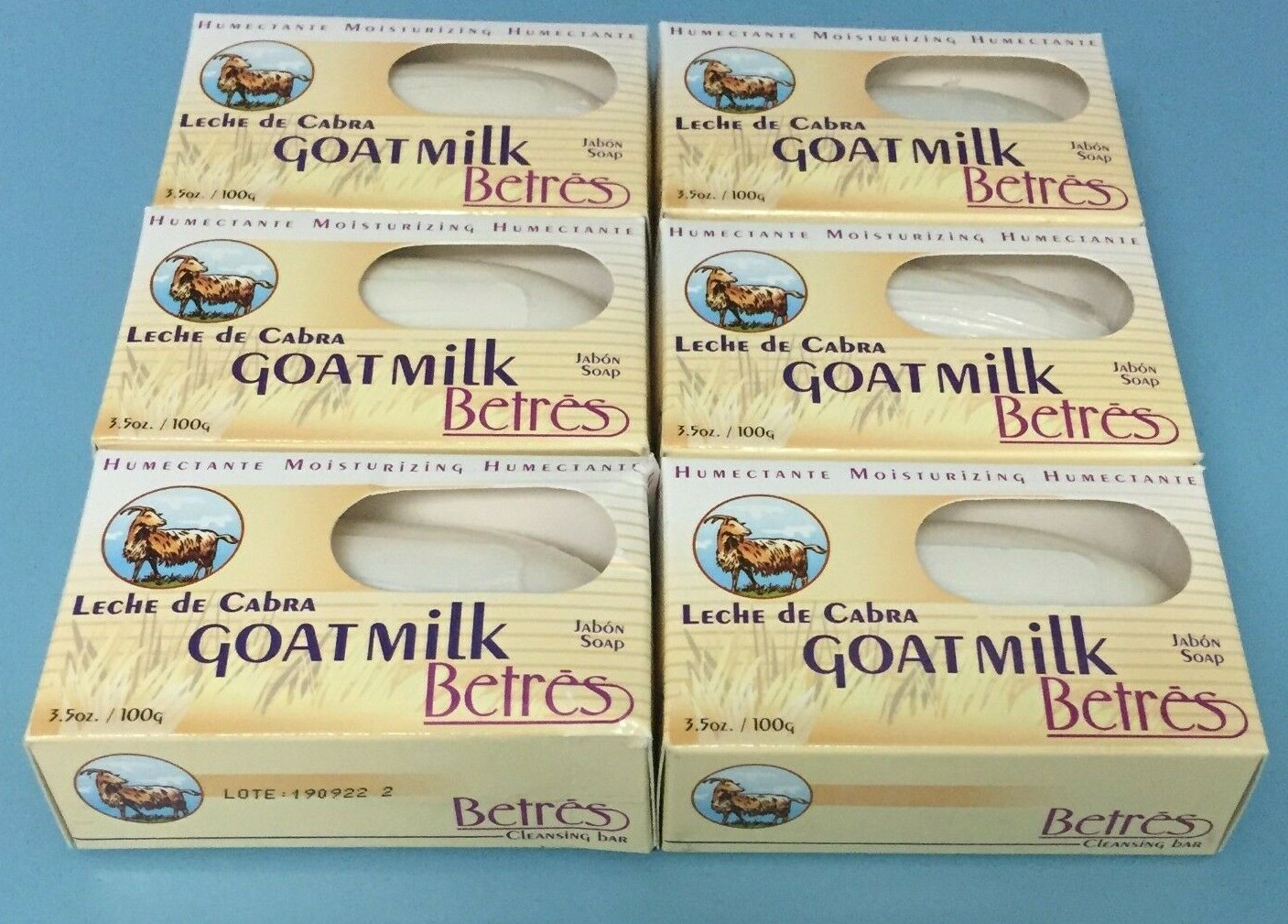 Betres Goat Milk Bar Soap 3.5 oz – Pack of 6 Moisturizing Cleansing Bars