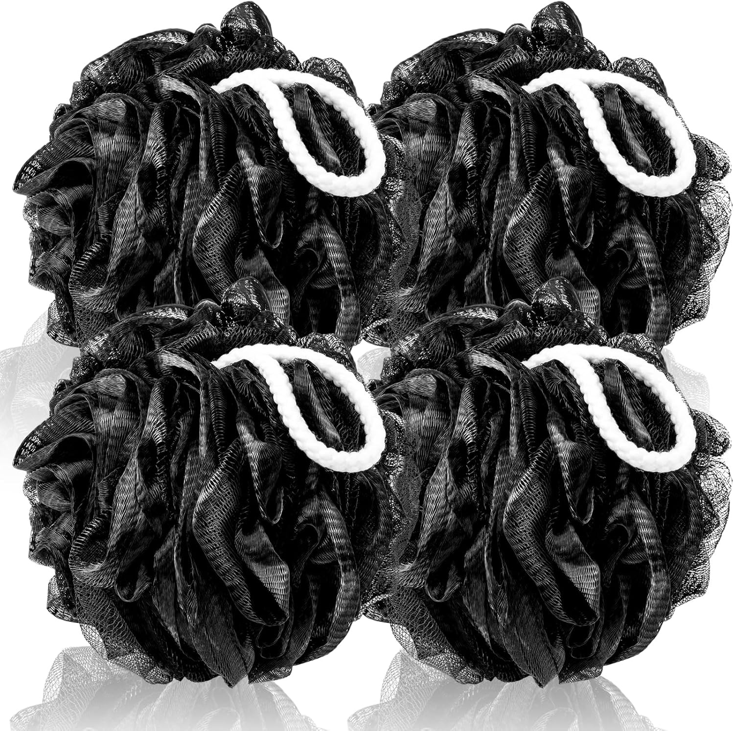Loofah Sponge XXL-100g 4 Pack, Bath Soft 1 Count (Pack of 4), Black