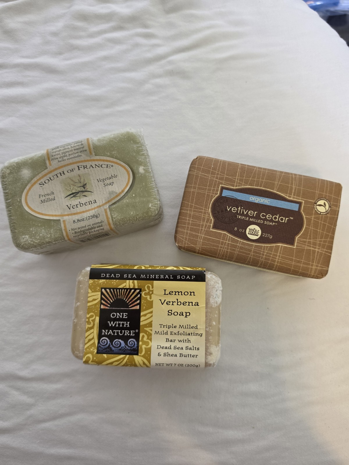 Lot Of 3 Bar Soaps: Lemon Verbena, French Milled Verb, Vetiver Cedar