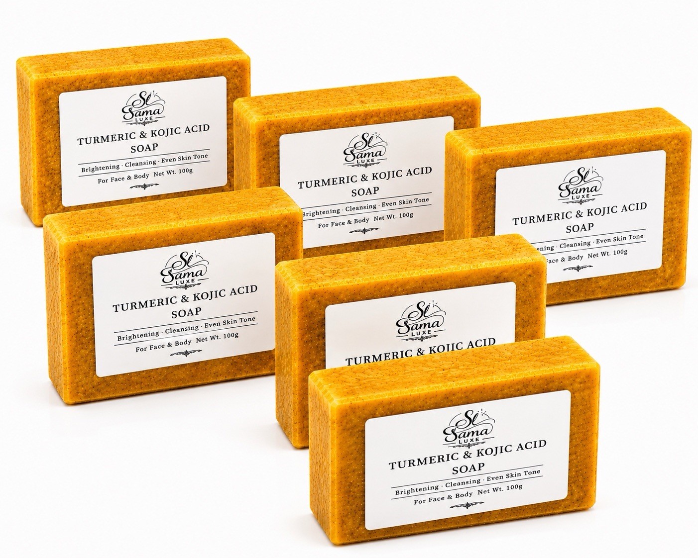 3 pcs Sama Luxe Turmeric & Kojic Acid Brightening Cleansing Soap 100g Multipack