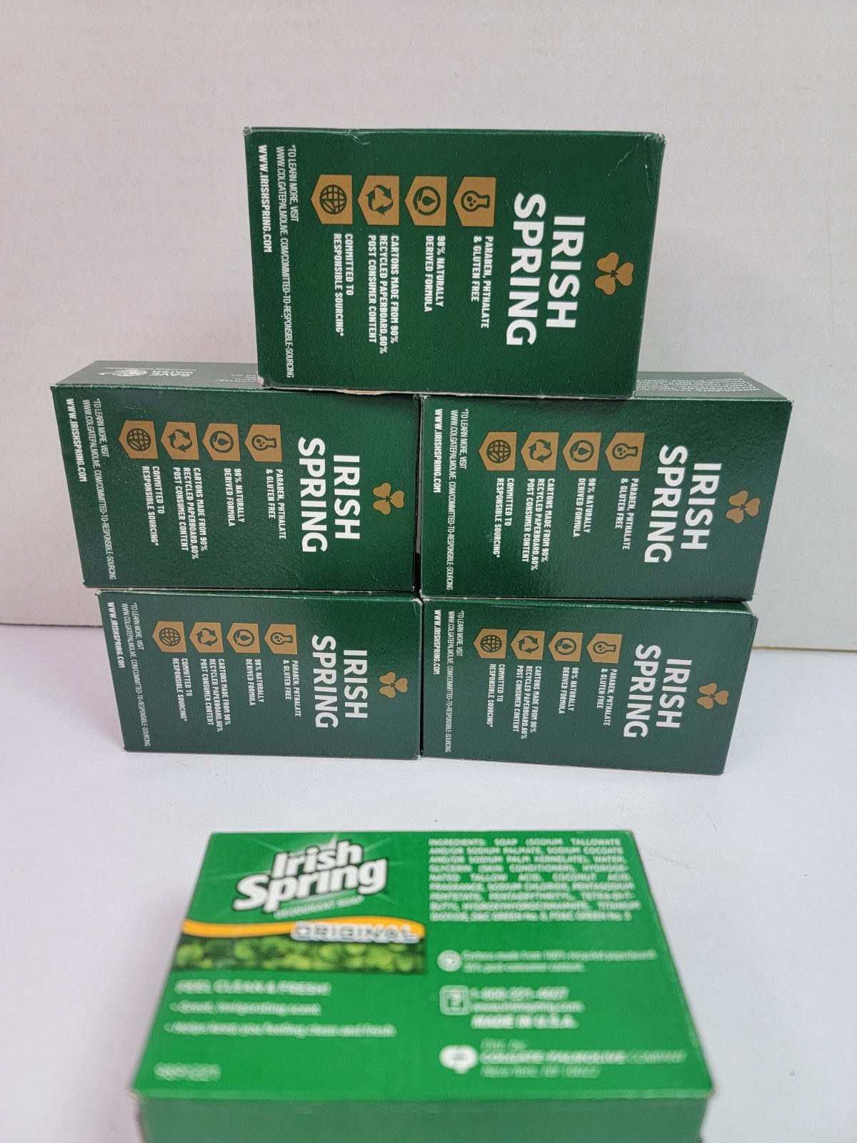Irish Spring Original Clean Deodorant Soap Lot of 6 Bars 4.5 oz 4 oz New Sealed