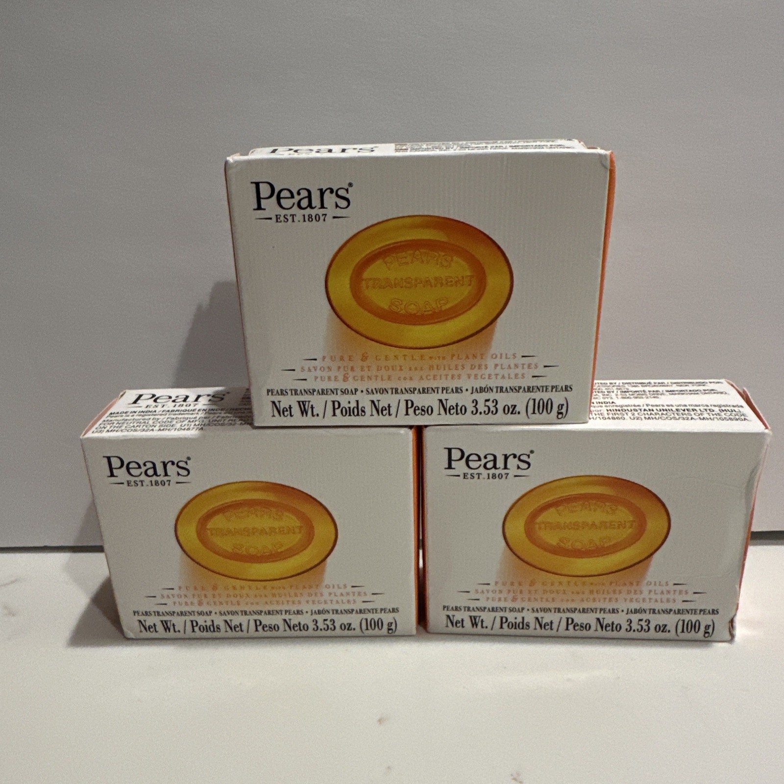3 Pears Pure & Gentle Plant Oils Extracts Soap Bar 3.53 oz. Transparent Soap
