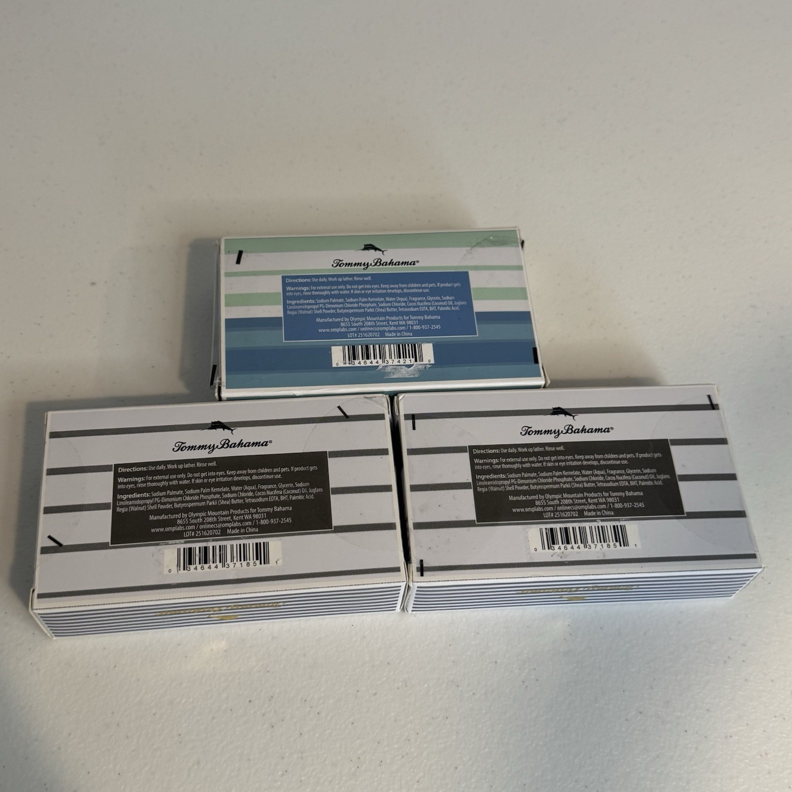3-Pack Tommy Bahama ~ Sea Salt Bar Soap for Men with Essential Oils 10 oz Each