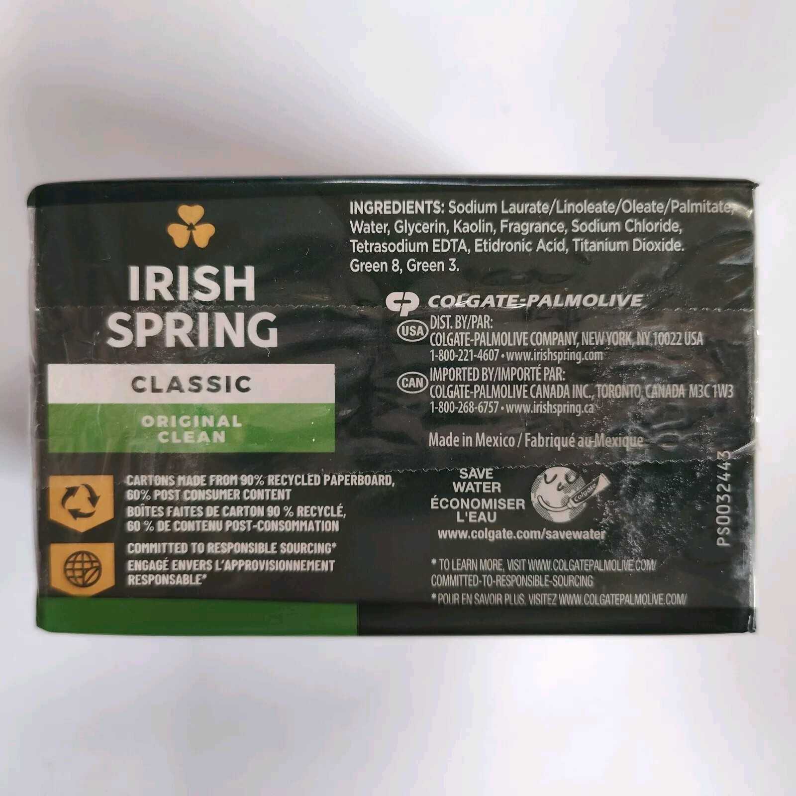 Irish Spring Original Clean Classic Bar Soap Pack, 2- 3.2 oz Bars