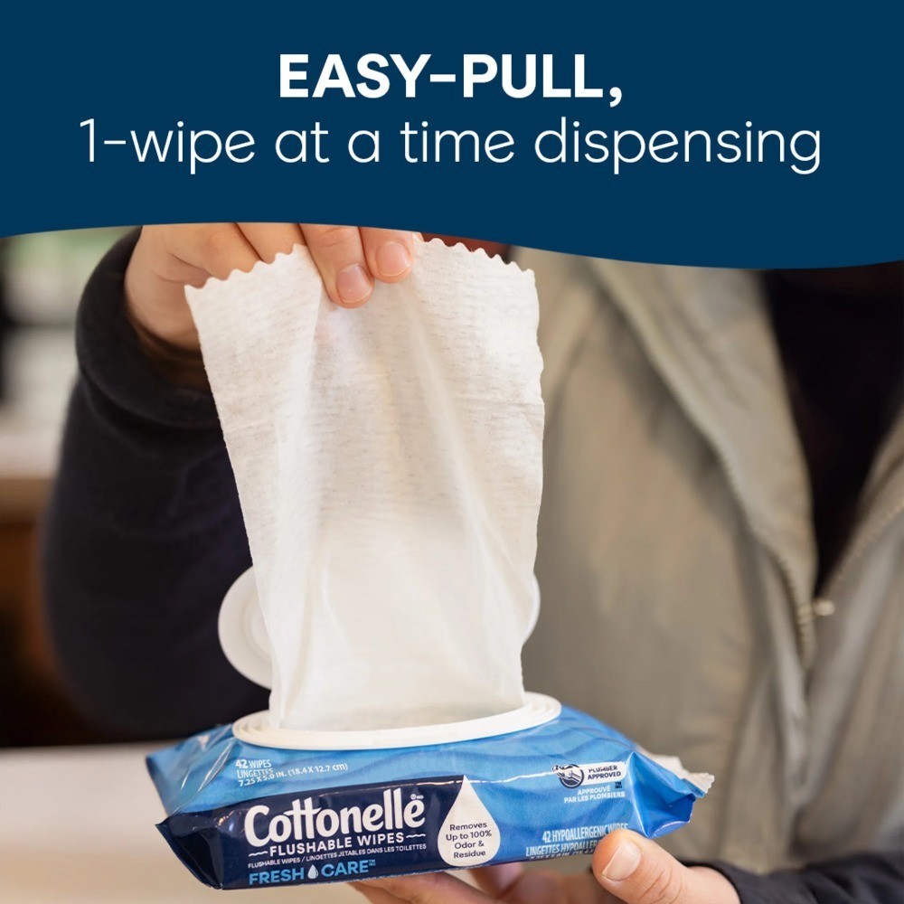Flushable Wet Wipes for Adults and Babies, 10 Resealable Packs, Unscented