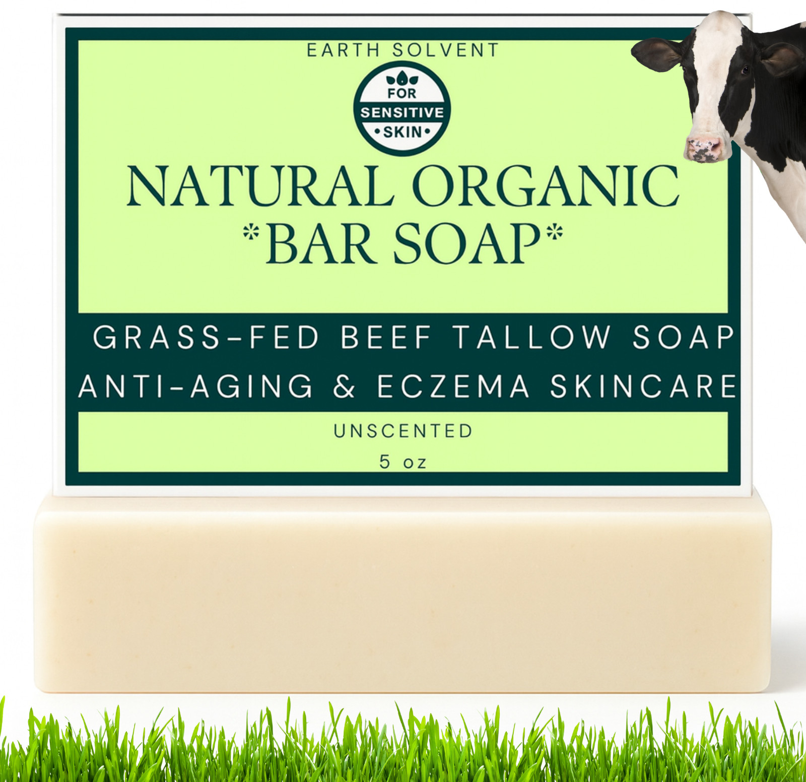Grass Fed Beef Tallow Soap Bar – All Natural Organic Tallow Soap UNSCENTED 5oz