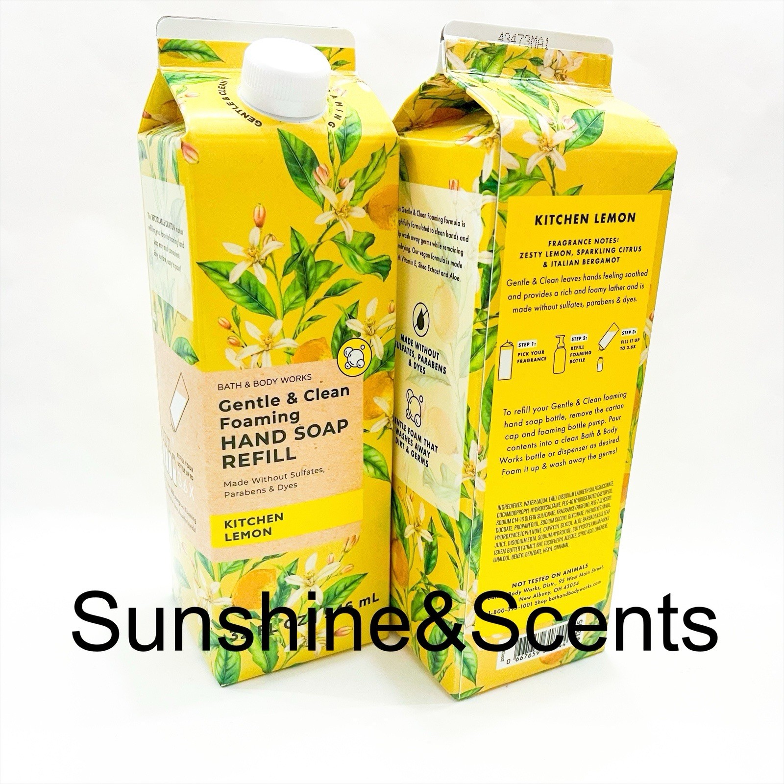 2-PACK Bath & Body Works KITCHEN LEMON Gentle Foaming Hand Soap Refill 32oz -NEW