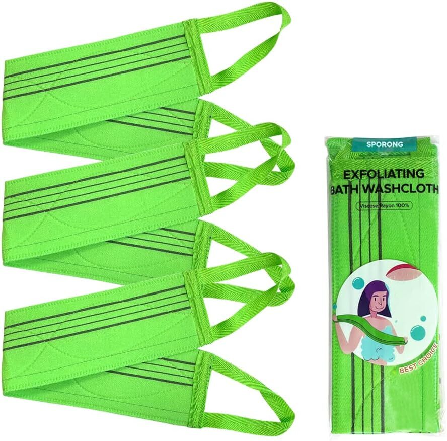 x (3 pcs) Long Exfoliating Back about 80 x 9 (cm) / 31′ x 3.6′, Green