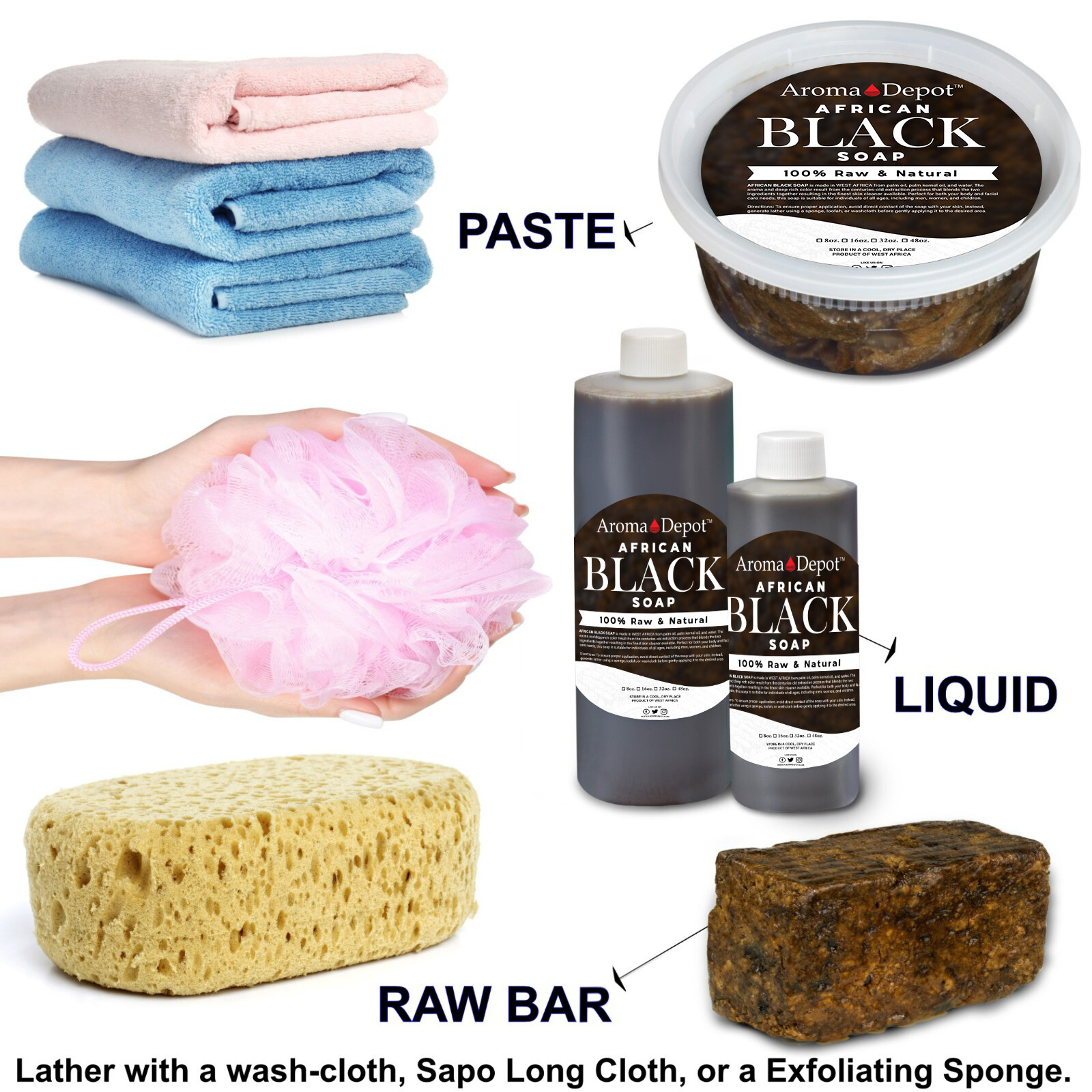 Liquid African Black Soap Raw 100% Pure Natural Bath Hair Face Wash Wholesale