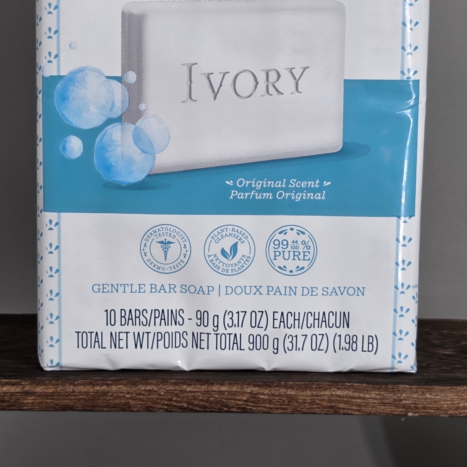 Ivory Bar Soap Unisex 10 Count Original Scent 99.44 Pure Gentle Clean Bulk Pack