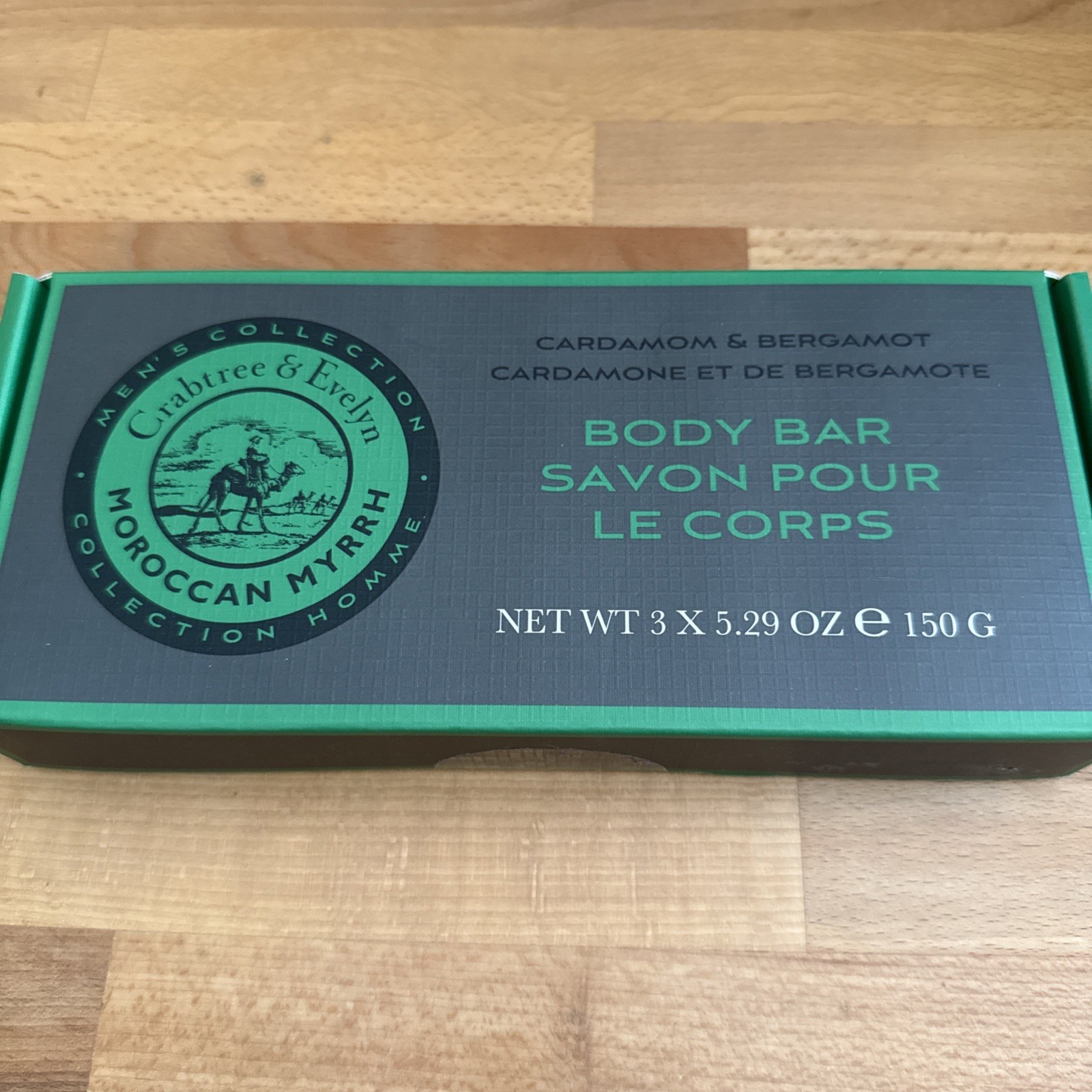 Crabtree & Evelyn Moroccan Myrrh Cardamom Bergamot 3 Box Set Soap Bars NIB
