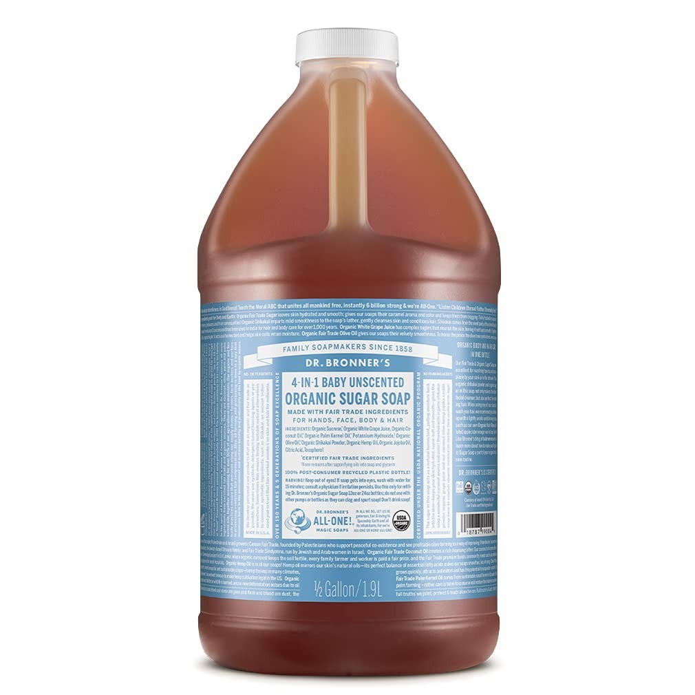 Nourishing 64 Fl Oz Dr. Bronner’s Organic Sugar Soap – Unscented Baby Formula