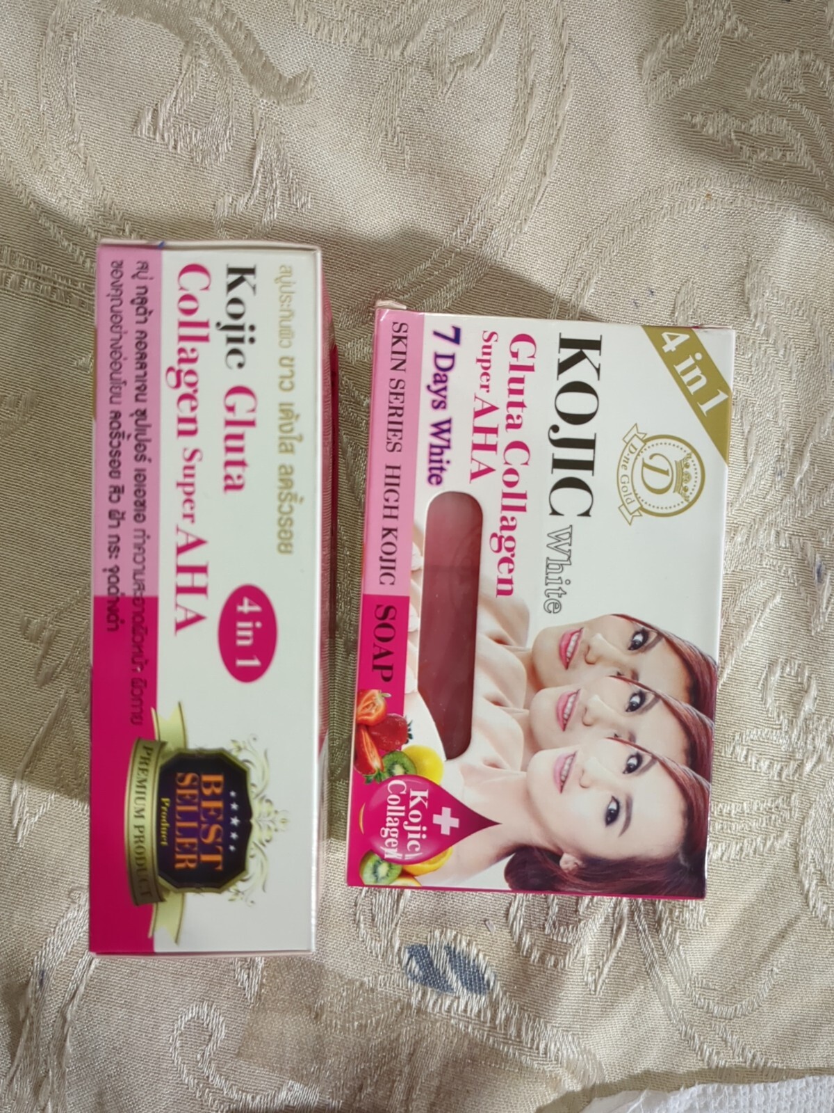 D-ne Gold Kojic Collagen AHA Soap 4 in 1, 160g x 2 , Ship from USA
