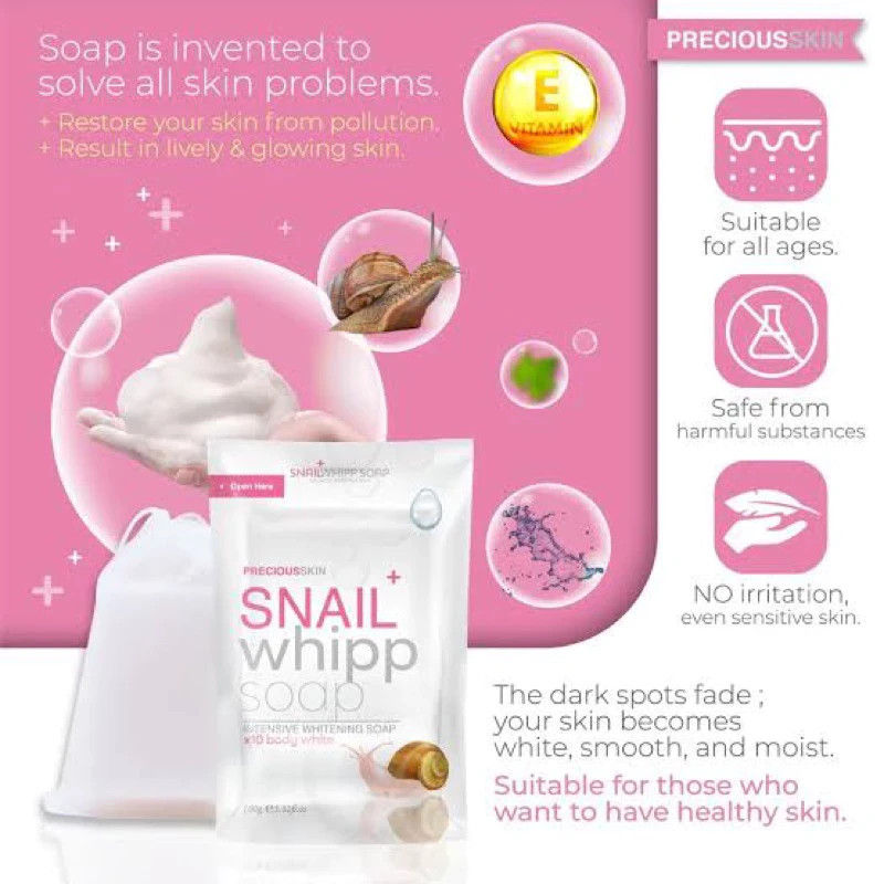4 x100g. Snail White Whipp Soap Bar Foam with Delicate Softening Namu Life