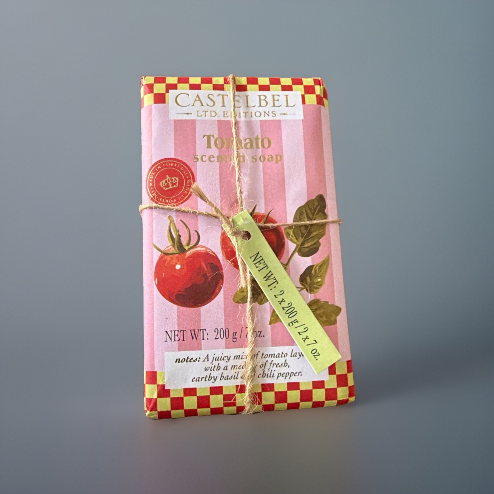 Castelbel Tomato Scented Soap Lot Of 2 Wrapped Bars 7oz ea New limited ed