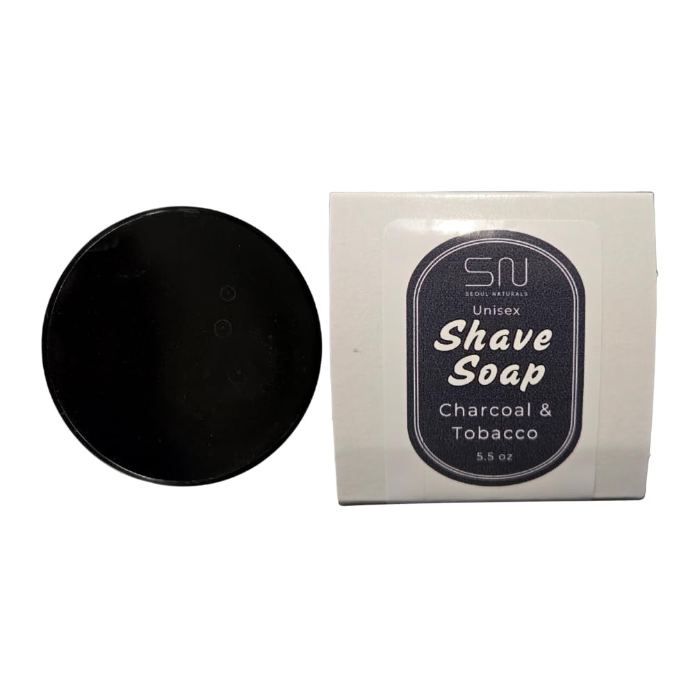 Shaving Bar Soap, Tobacco Scented with Activated Charcoal, K Beauty, 5.5 Oz