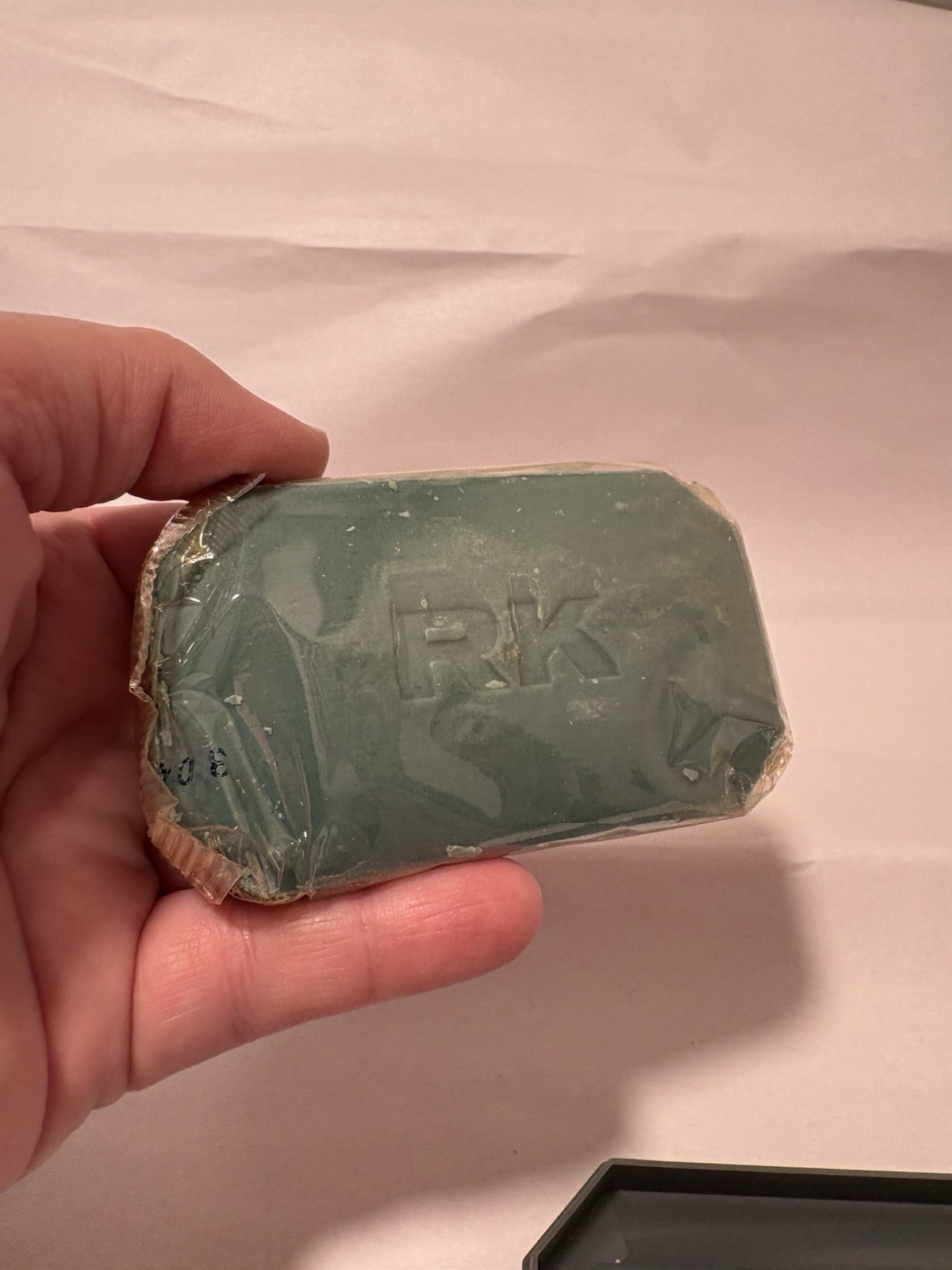 New Vintage RK Soap Bar Acid Balanced Mens Bar Green Gray Plastic Travel Dish