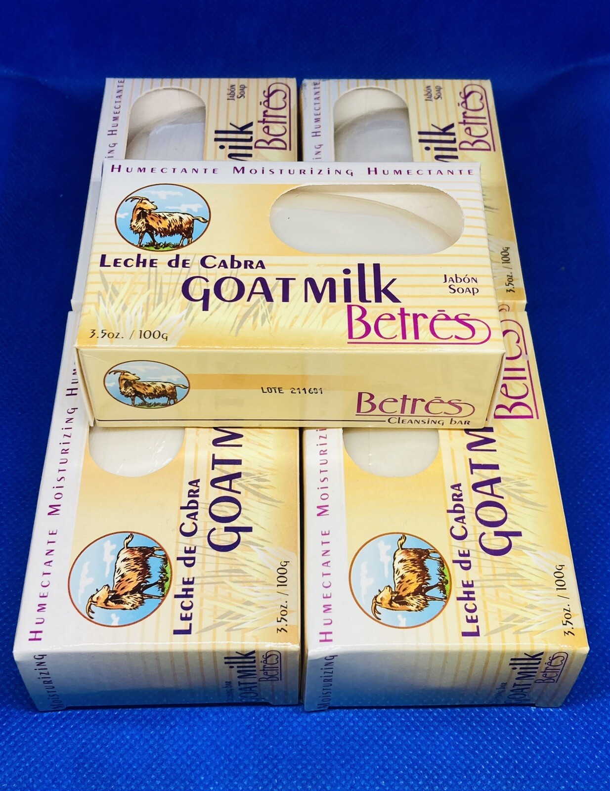 (Pack of 5) Betres Goat Milk Moisturizing Bar Soap, 3.5 oz. Jabon Leche de Cabra