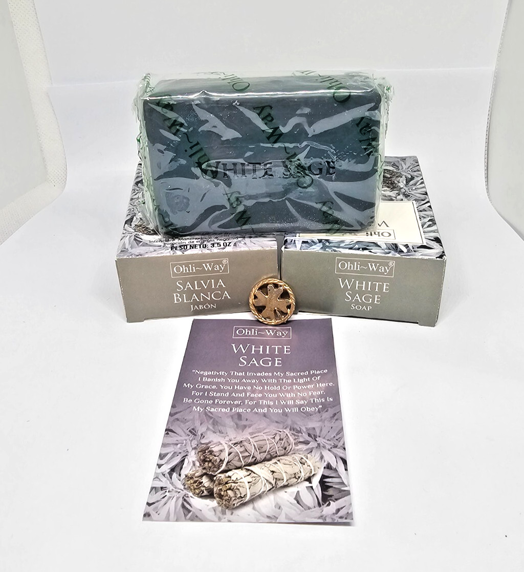 JABON SALVIA BLANCA / WHITE SAGE SOAP ALEJA LAS MALAS ENERGIAS LIMPIA MALA VIBRA