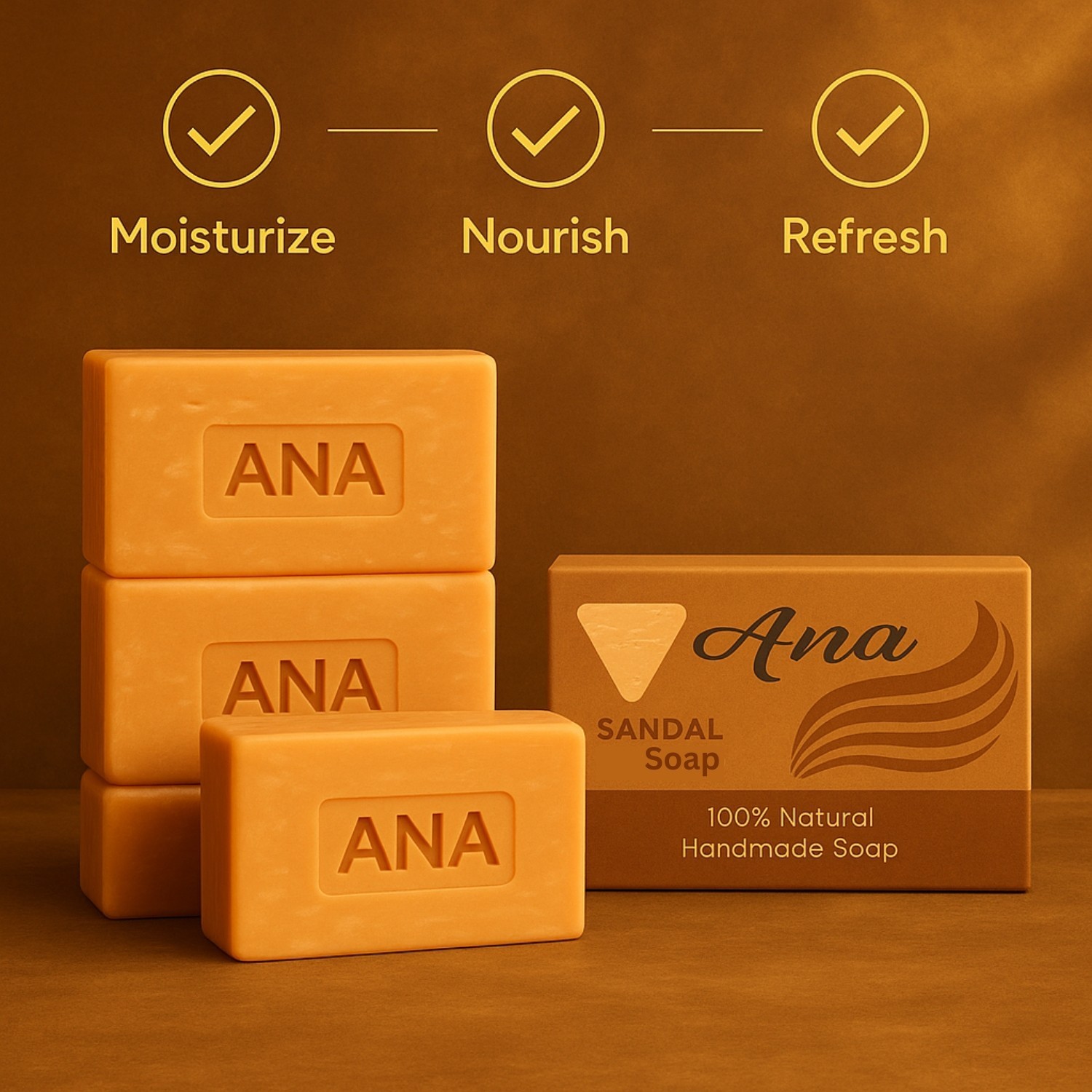 100% Natural Ingredients Handmade Sandal Soap for Body and Face Wash Daily Use