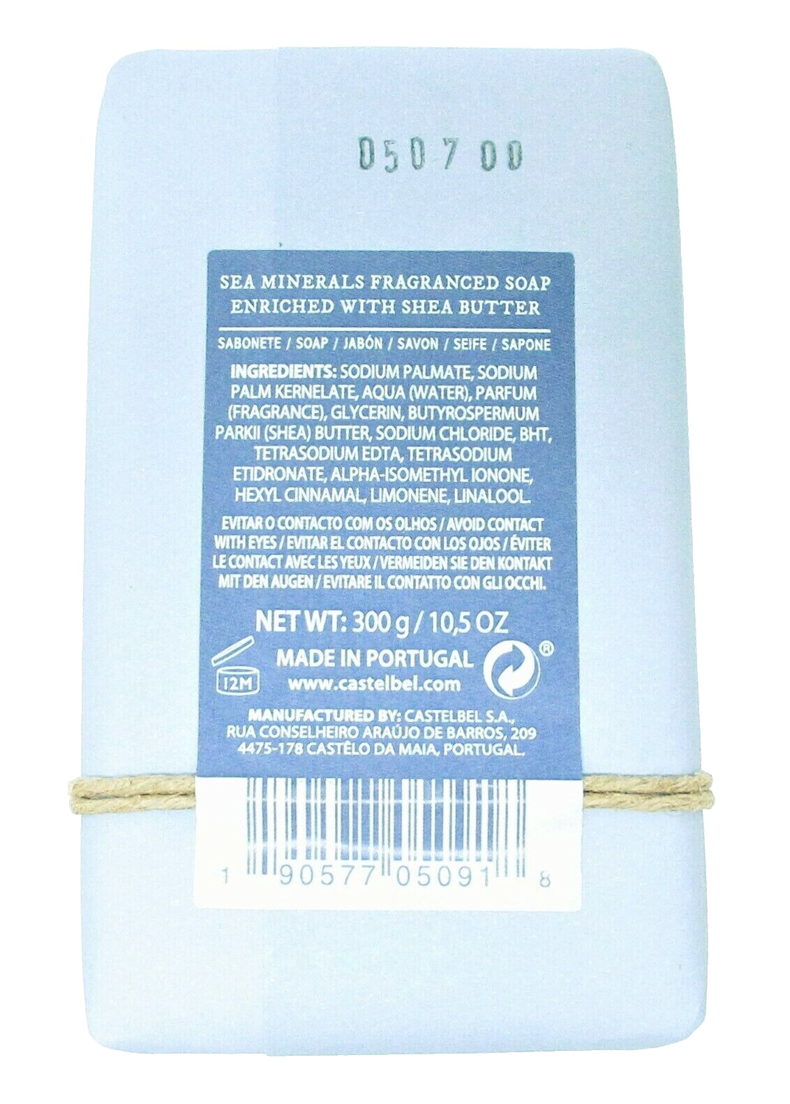 Castelbel Luxury Bath Bar Soap With Dead Sea Mud & Minerals 10.5oz shea butter