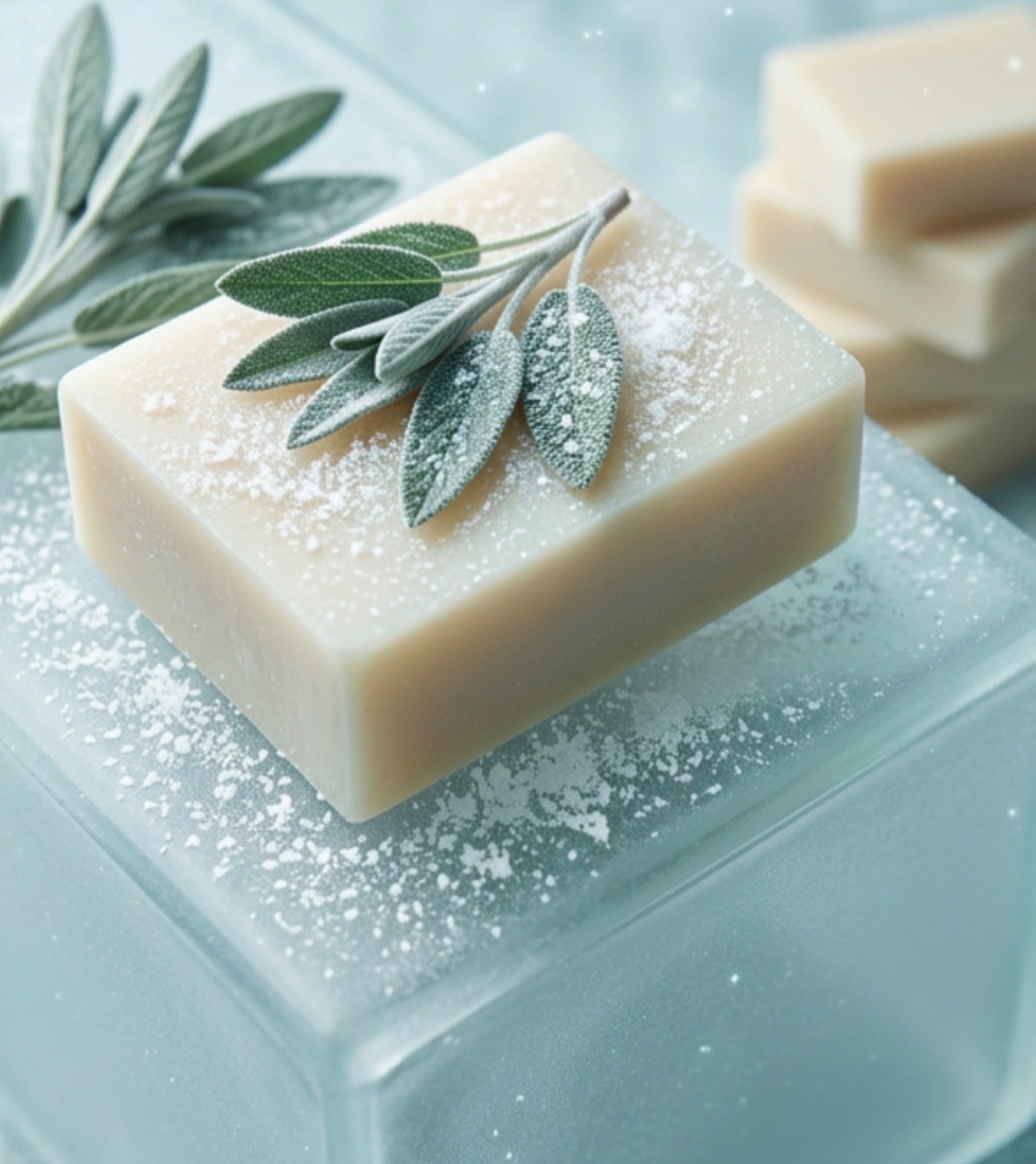 Hand made Arctic Sage Whisper Soap Bar 4.8oz Exfoliating Natural Cold press