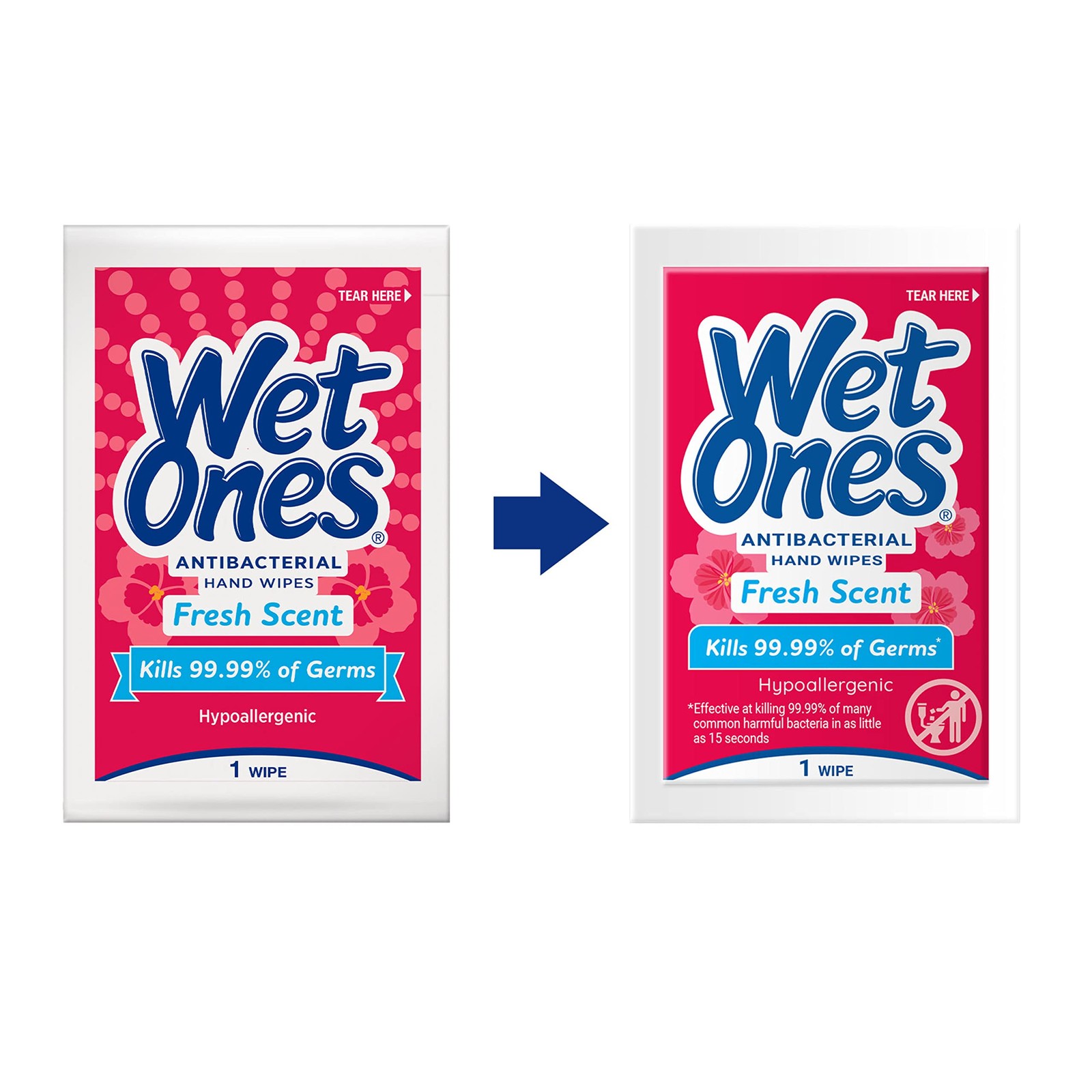 Wet Ones Antibacterial Hand Wipes, Fresh Scent | 24 Count (Pack of 6), White