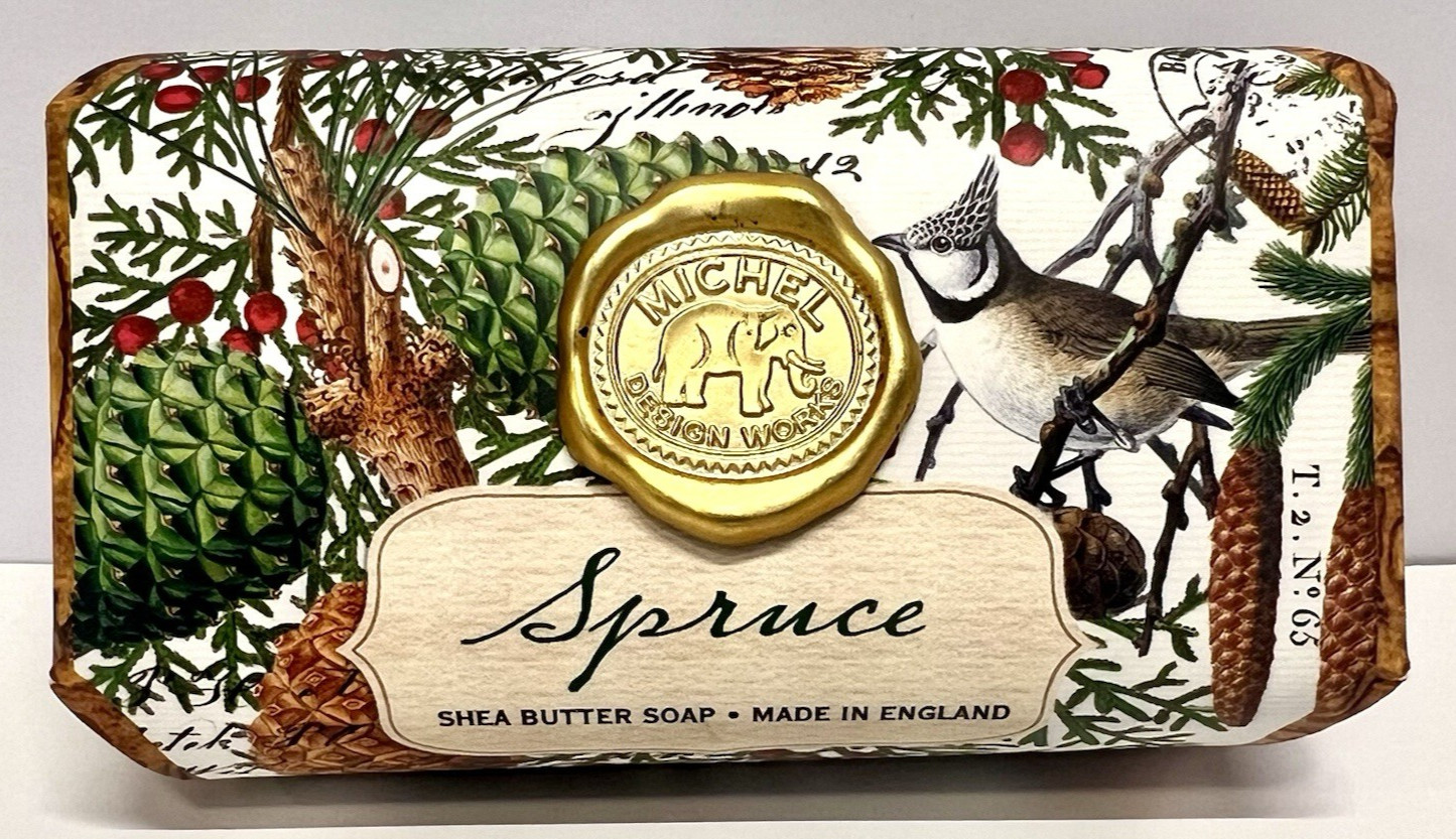 New Michel Design Works SPRUCE Large Shea Butter Bath Soap Bar Made in England