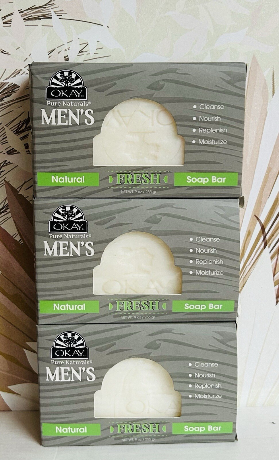 3-Pack Okay ~ Fresh Natural Soap Bar For Men 9 oz Each