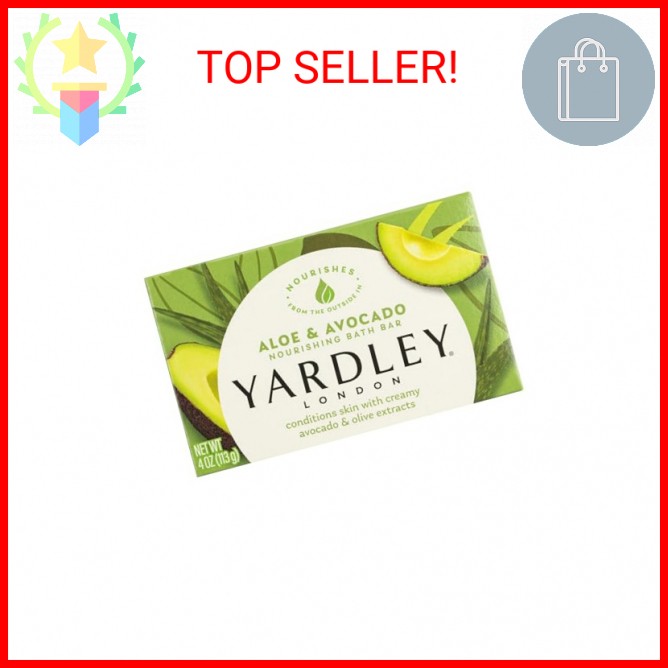Yardley London Nourishing Bath Soap Bar Aloe & Avocado, Conditions Skin with Cre