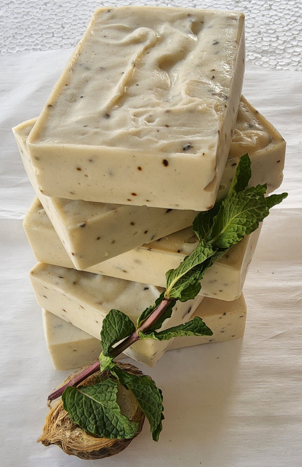 3 pcs Handmade Peppermint-Lavender-Bentonite Clay Natural Soap 3.5 oz each.
