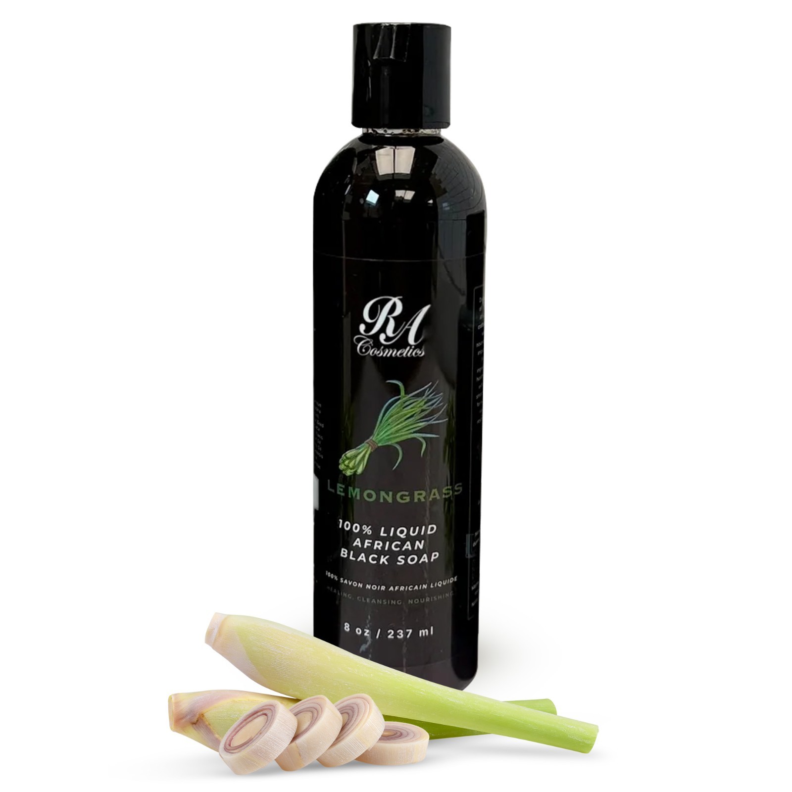 RA Cosmetics African Liquid Black Soap 8oz – Body & Face Wash – For Oily & Acne