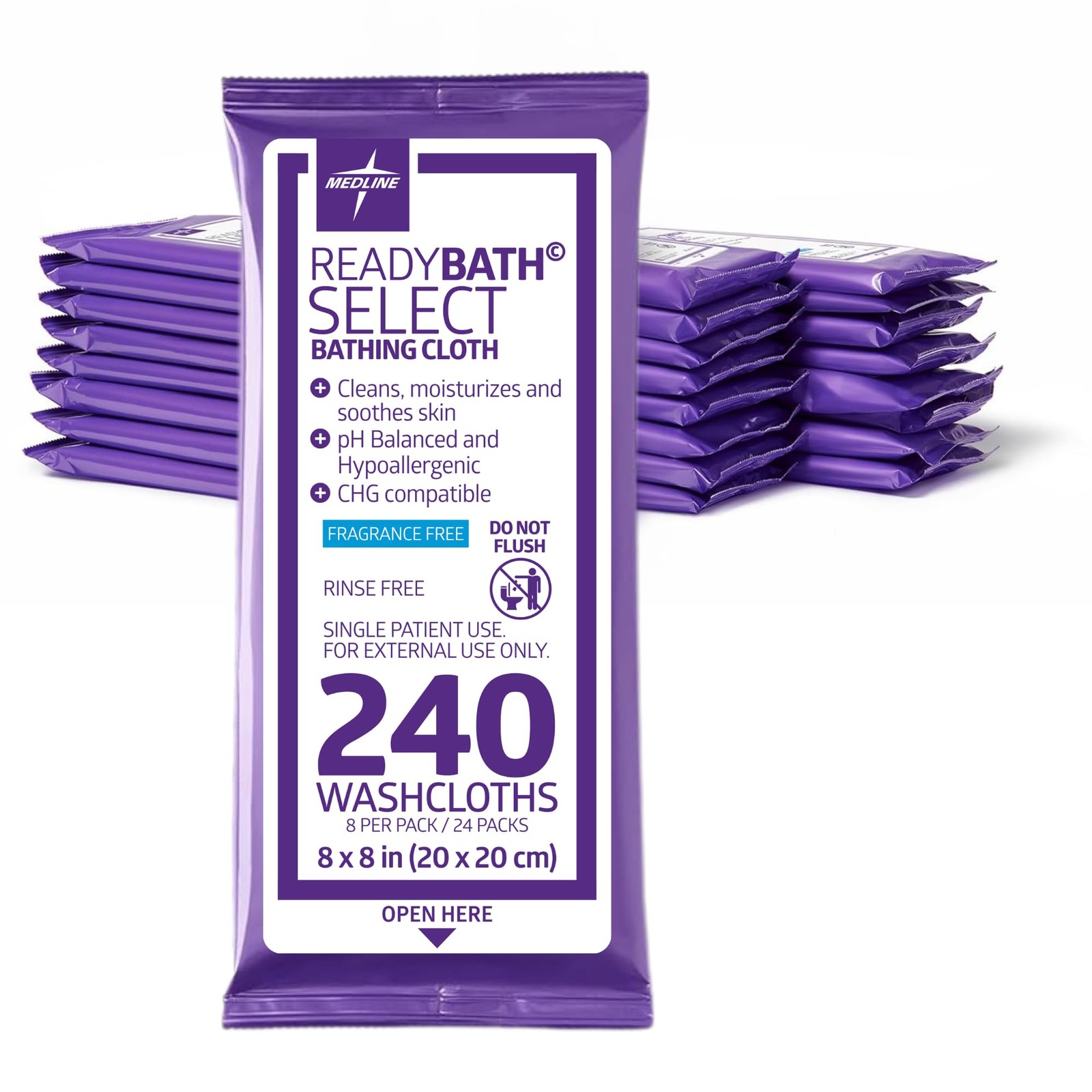 Medline Readybath Body Wipes, Shower and Bath for Adults, No Rinse Disposable