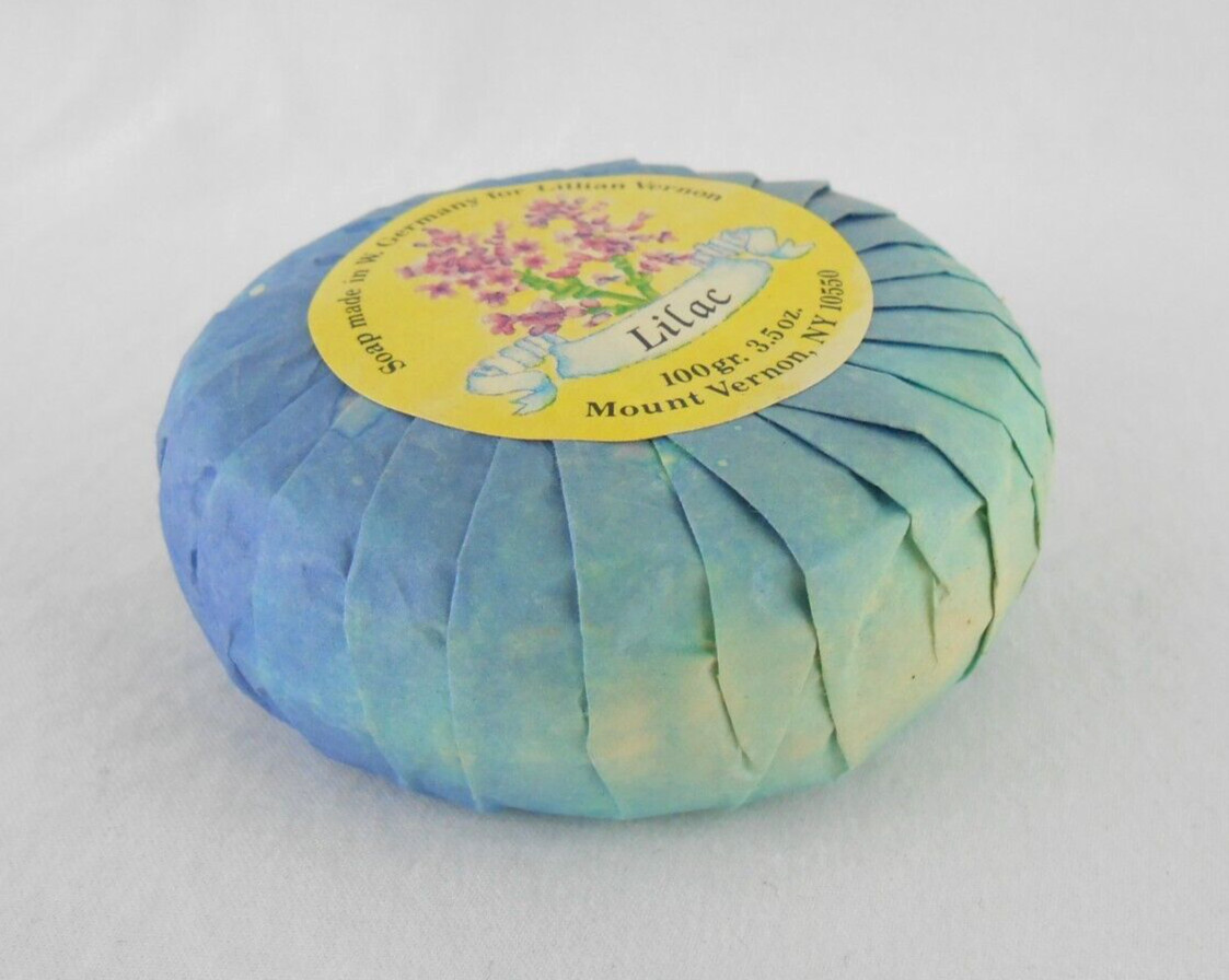 Lillian Vernon Lilac Vintage Luxury 3.5 oz Soap Bar in Wicker Basket New