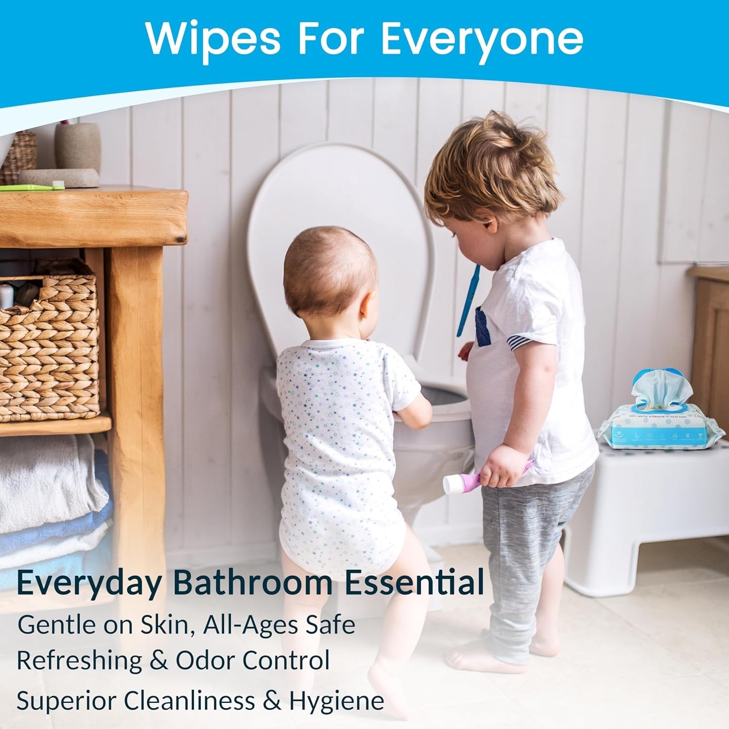 Gentle Hypoallergenic Flushable Wipes for Adults & Kids – 360 Count Pack