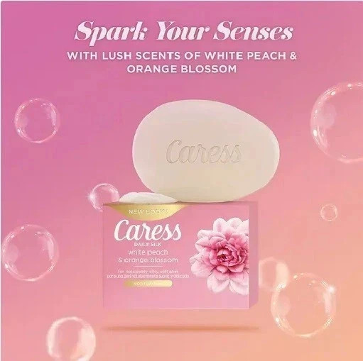 Caress Silkening Daily Beauty Bar, White Peach & Orange Blossom, 3.75 oz., 16ct